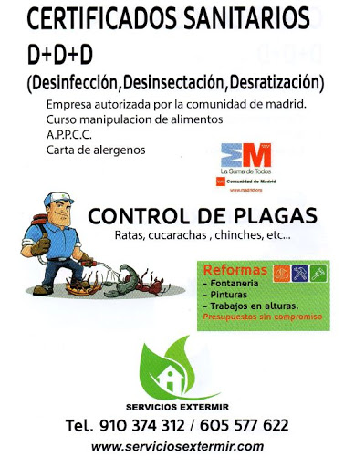 Servicios Extermir Empresa de control de plagas Madrid